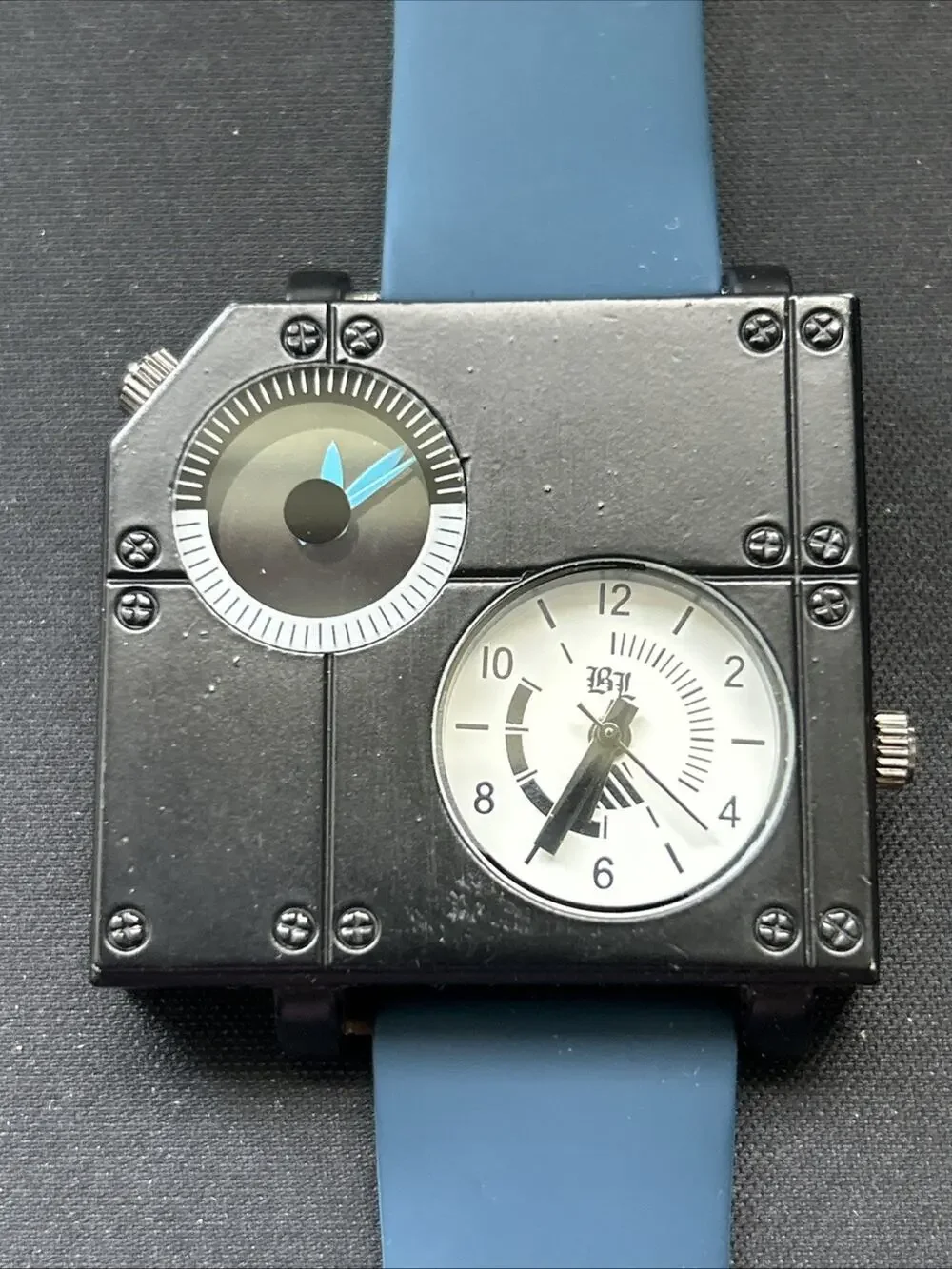 Dual Time Black Case Men’s Quartz Watch